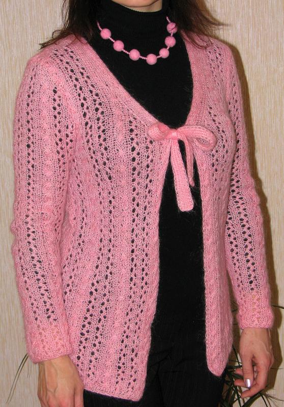 Rūžavas surišamas megztinis