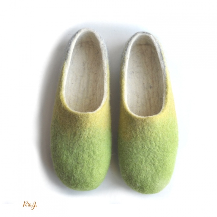 Veltinio šlepetės/ felted slippers GRASS