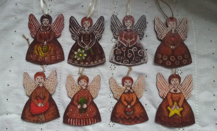 Mediniai ir keramikiniai angelai ~10cm