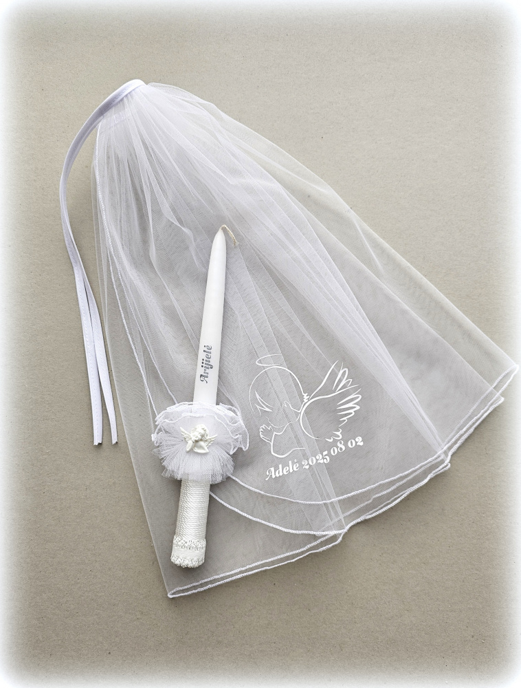 Vardinė krikšto skraistė krikštynų žvakė