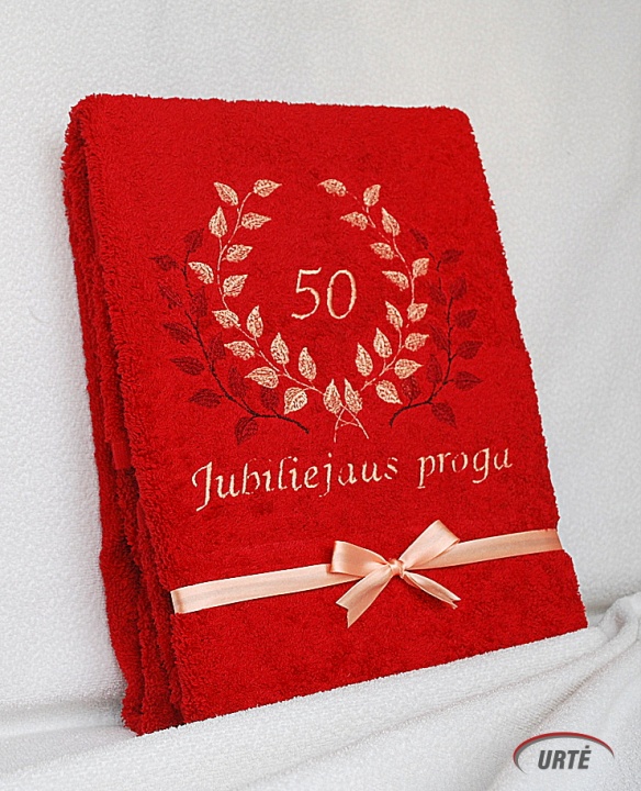 50 metų jubiliejaus proga - siuvinėtas rankšluostis