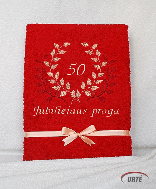 50 metų jubiliejaus proga - siuvinėtas rankšluostis