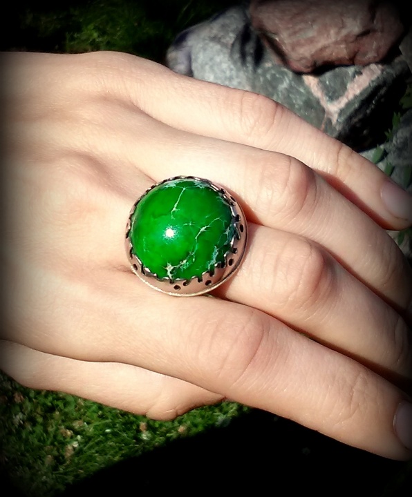 Žiedas su kaolinu, žalias