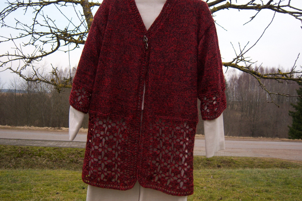Burgundiskas ilgas megztinis