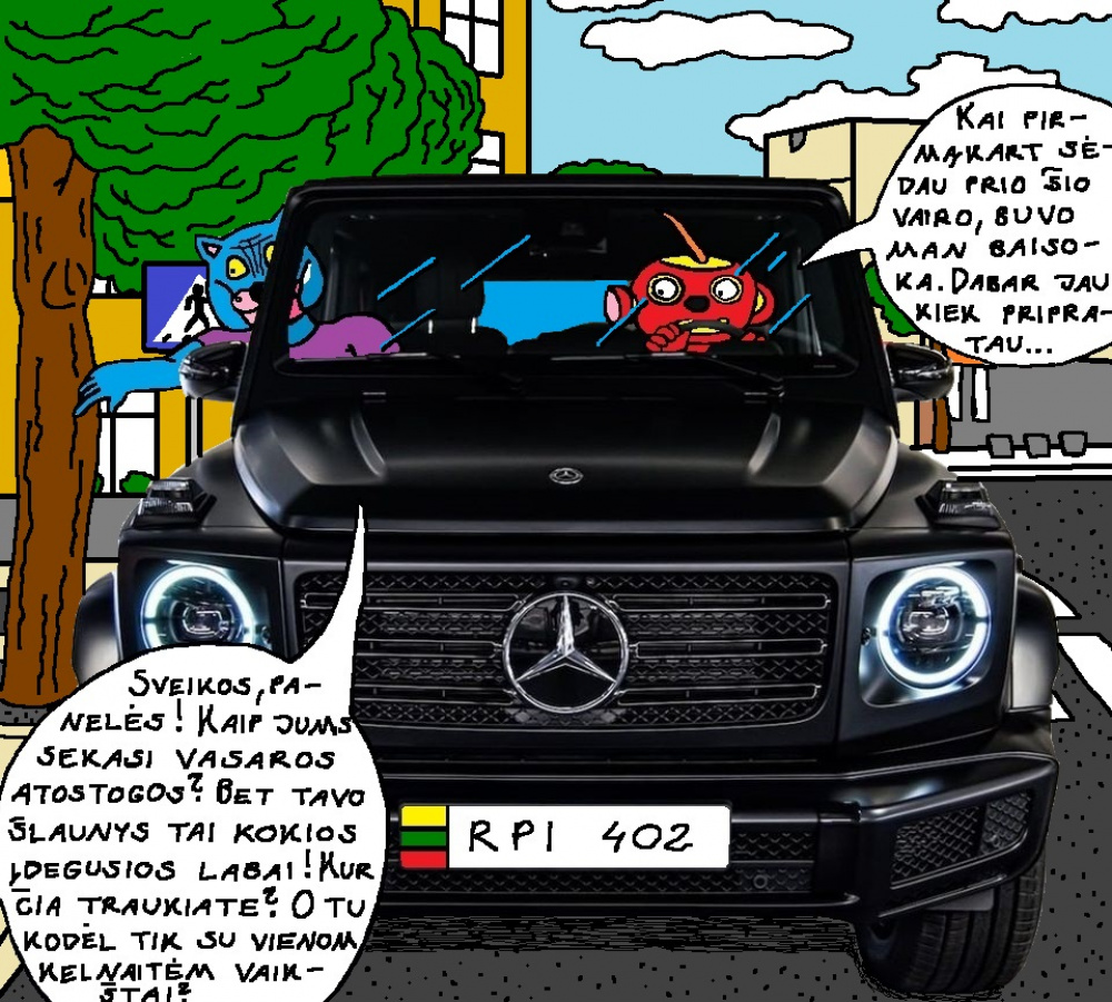 Batuotas Katinas davė savo visureigį "Mercedes" pavairuoti burtininkui Tukuručiui