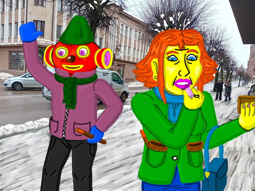 Burtininkai Tukurutis ir Irena Kupiškyje Naujųjų metų rytą vyksta aplankyti Irenos tėvų