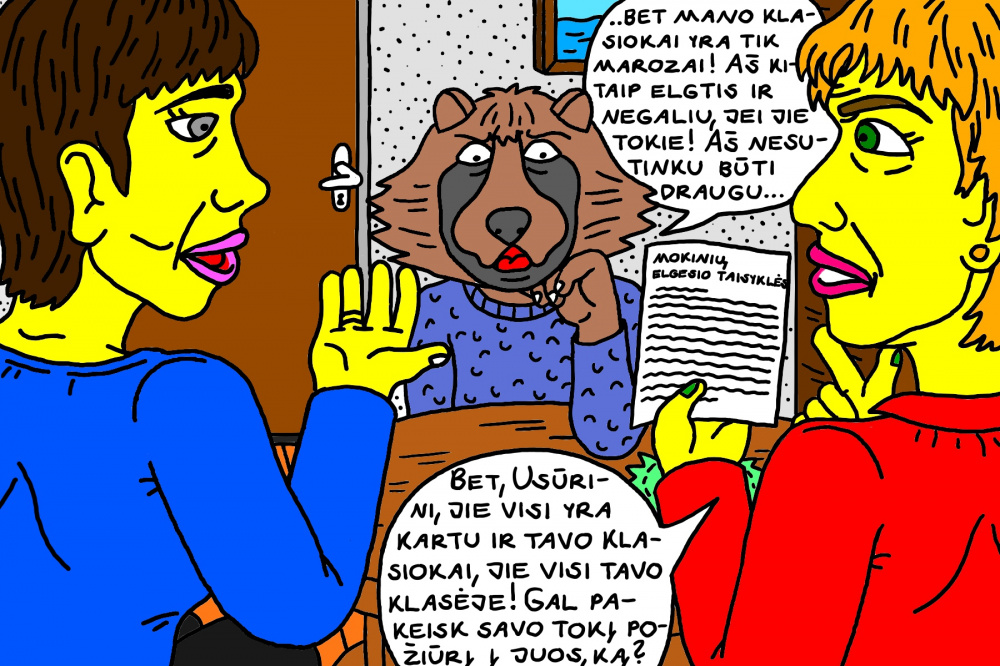 Ingridos nekenčiamą mokinį Usūrinį jo auklėtoja ir mokytoja bando auklėti, kaip reikia elgtis