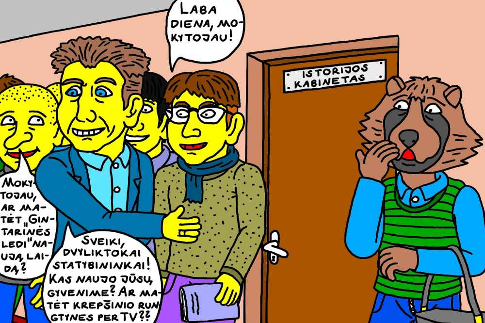 Ingridos nekenčiamas mokinys Usūrinis ir klasiokai prieš pamoką susitinka istorijos mokytoją Aurymą