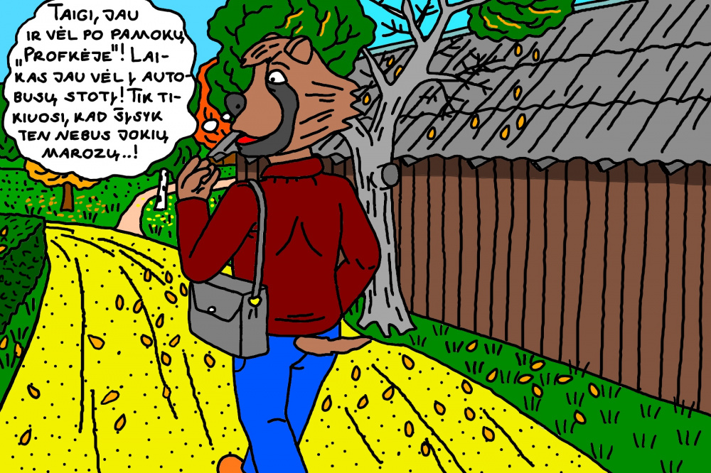 Ingridos nekenčiamas mokinys Usūrinis iš po pamokų posūkiais eina link miesto autobusų stoties