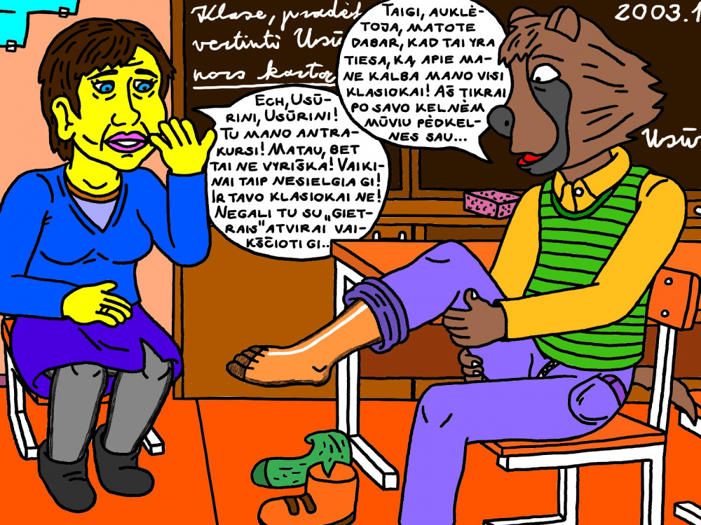 Ingridos nekenčiamas mokinys Usūrinis savo klasės auklėtojai atskleidžia savo mūvimų pėdkelnių paslaptį