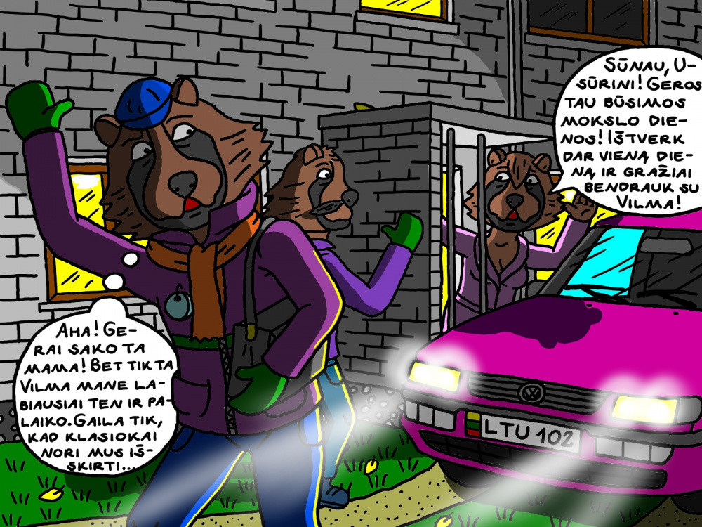 Ingridos nekenčiamas mokinys Usūrinis taip pradeda savo dieną ir iš namų išvyksta į mokyklą