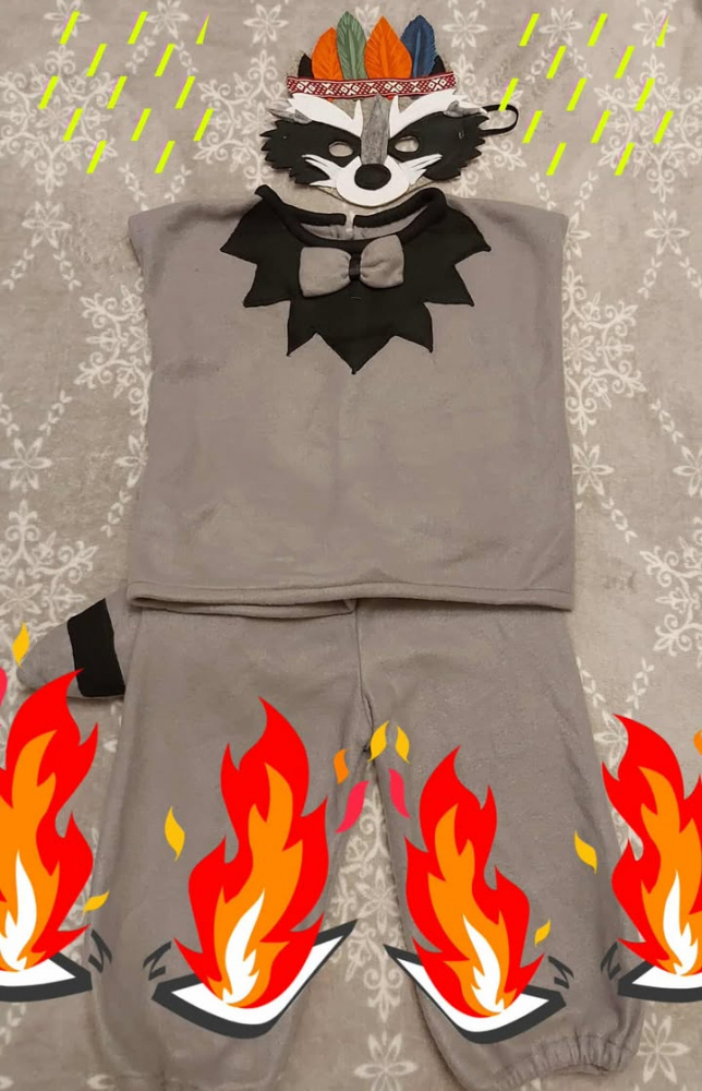 Karnavalinis kostiumas vaikams "Meškėnas - indėnas"