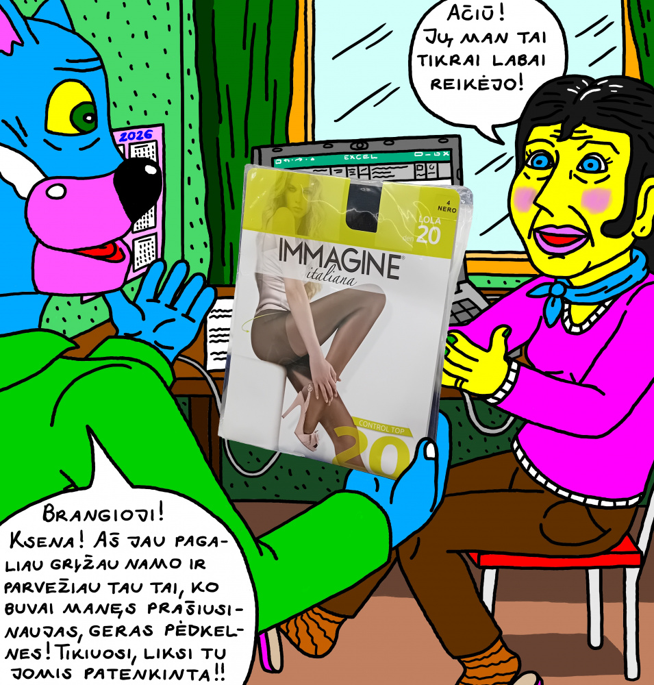 Ksenai Katinienei vyras Batuotas mieste nupirko ir namo parvežė naujas pėdkelnes