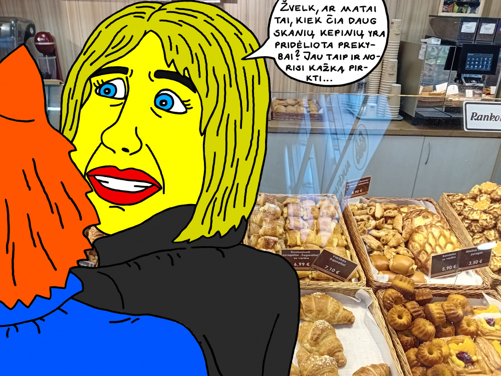 Mėlynakis Lakišius ir Elinga sustojo sau nusipirkti šviežių ir skanių kepinių prekybcentryje