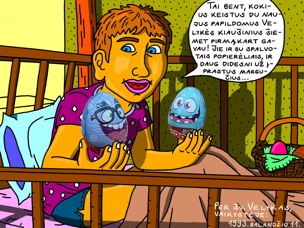 Pirmieji mano vaikystėje gauti šokoladiniai kiaušiniai per Velykas 1993 metais