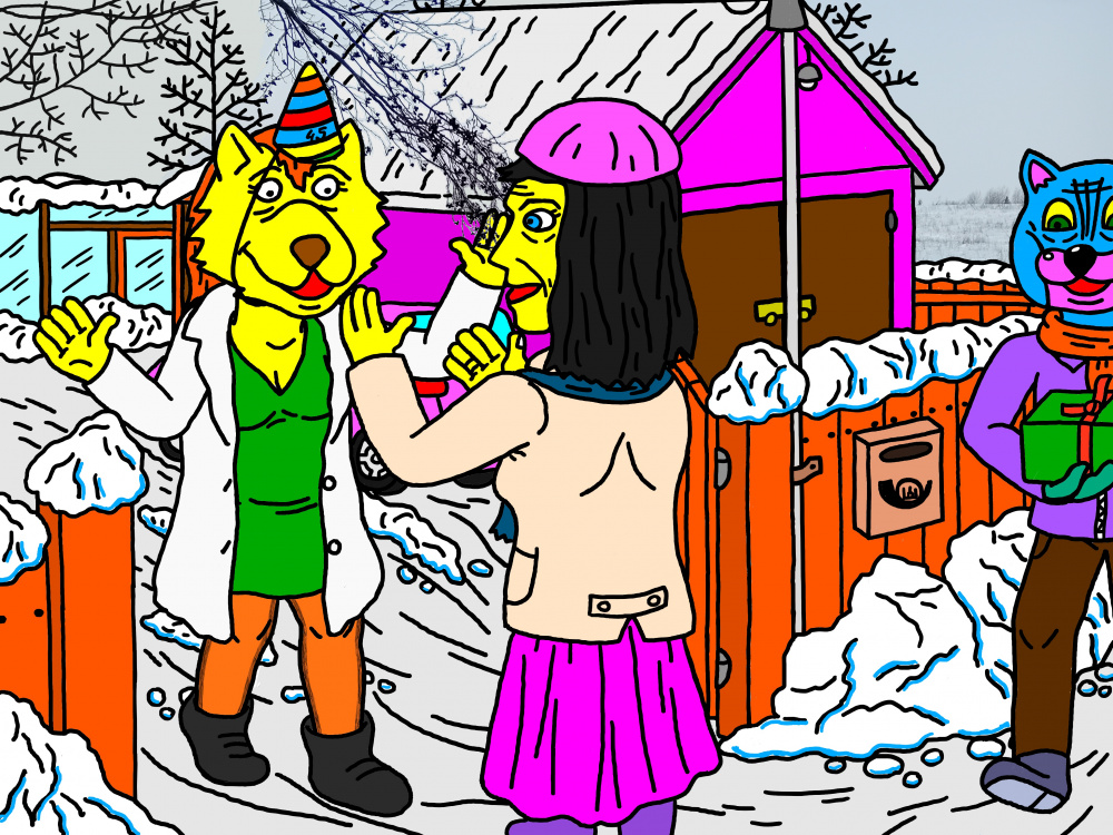 "Papyvesio" kaimo turizmo sodybos kieme Skirmantę su jos gimtadieniu sveikina Katinai