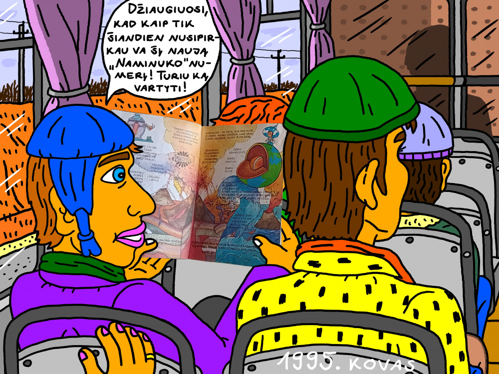 Vaikystės prisiminimas apie važiavimą su autobusu iš miesto namo, vis skaitant nusipirktą žurnalą "Naminukas"