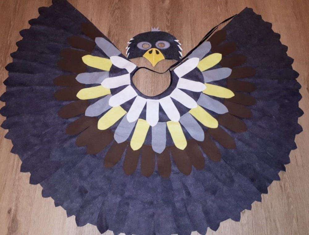Vanago, erelio, paukščio vaikiškas karnavalinis kostiumas