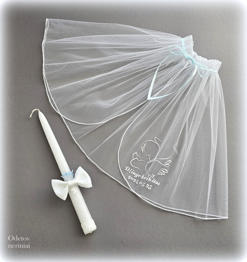 Vardinė krikšto skraistė krikštynų žvakė