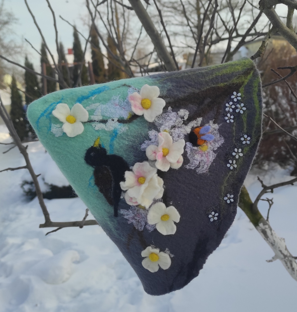 Velta pirties kepurė "Pavasario žiedas"