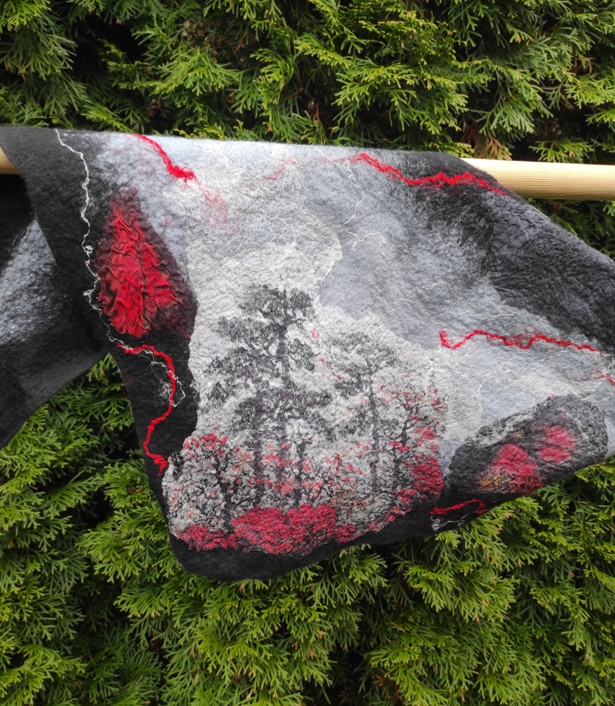 Veltinio šalikas " Žiemiškas miškas"