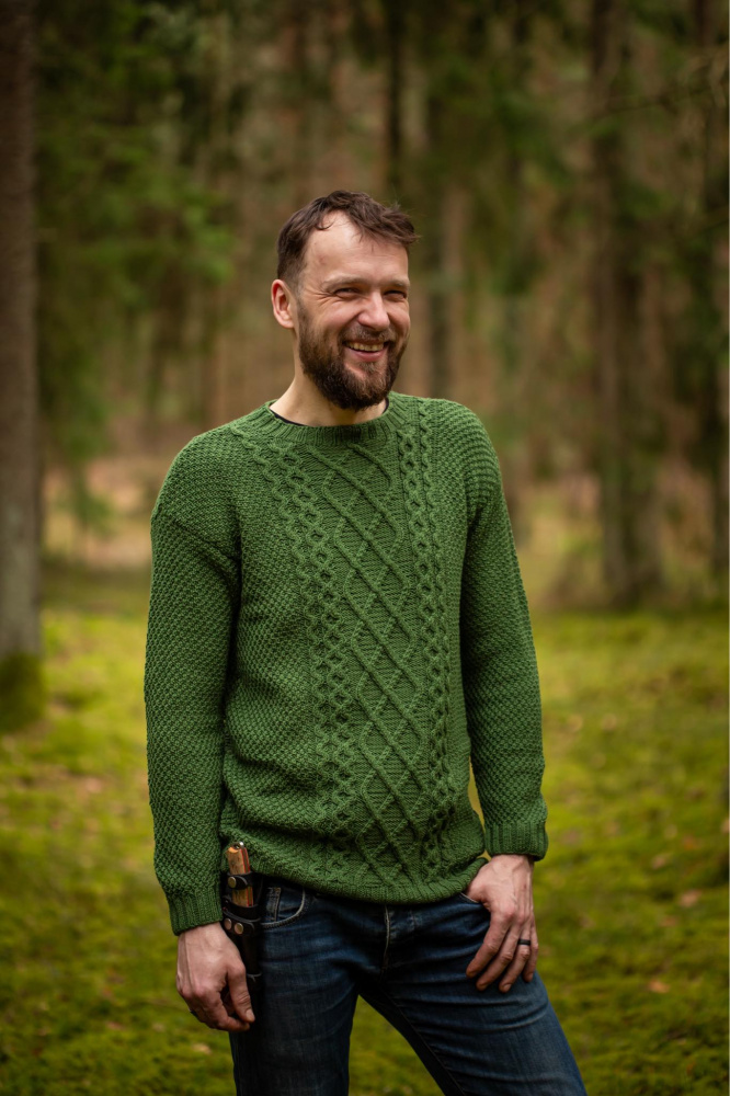 Žalias merino megztinis