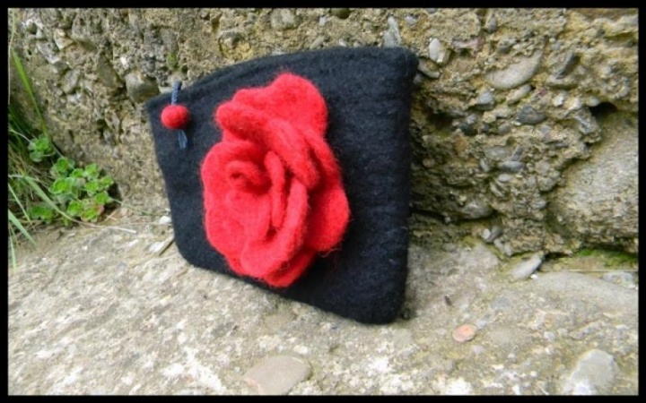 Black with red flower