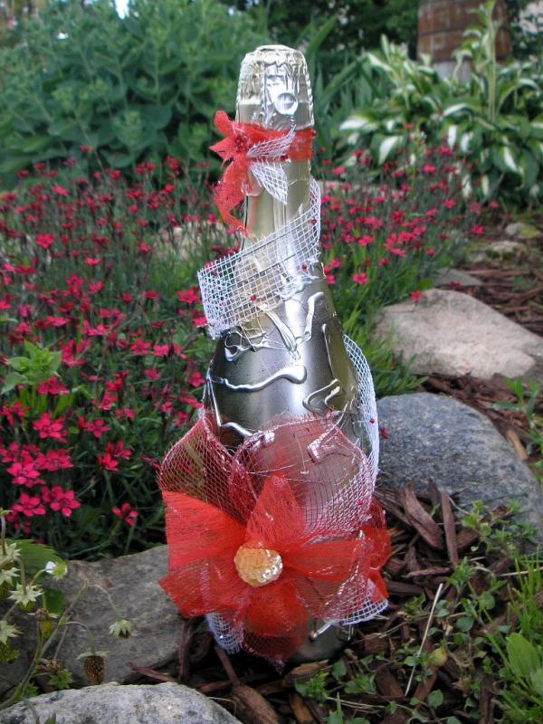 Dekoruotas šampano butelis