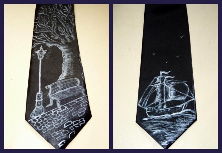 Šilkinis kaklaraištis, tapyba ant šil